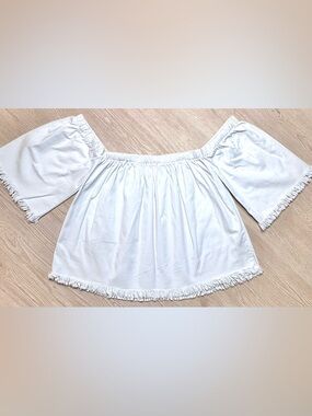 J.O.A. White Off-Shoulder Fringe Top